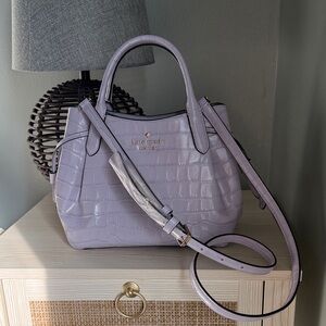 Kate Spade Lilac Croc-Embossed Satchel